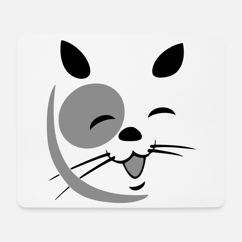 Katzengesicht - Mousepad (Querformat) - Weiß