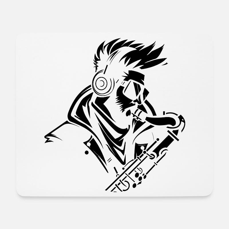 Saxophonist Zeichnung - Mousepad (Querformat) - Weiß