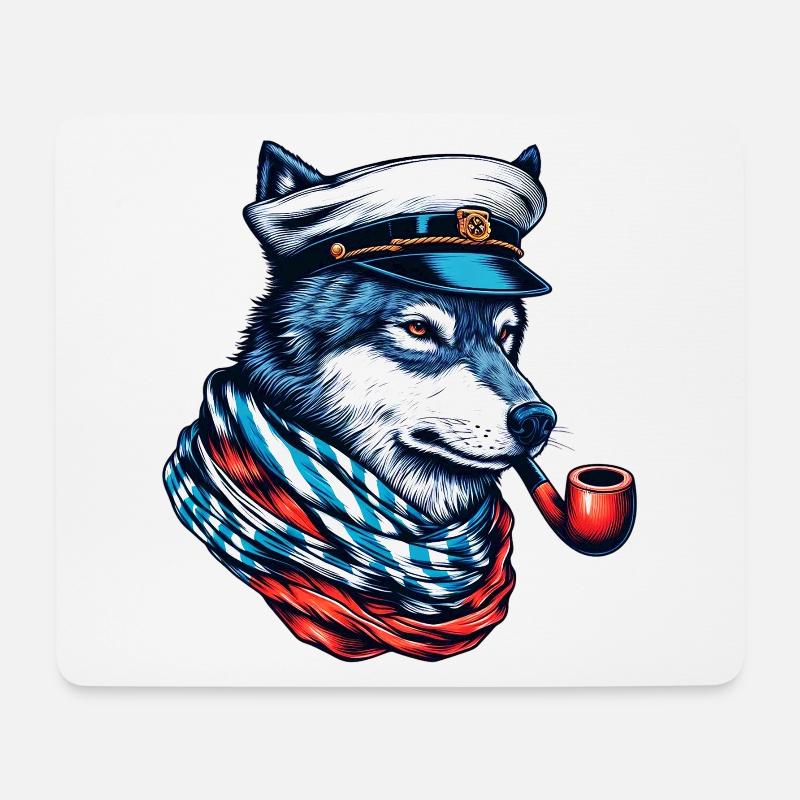 Seewolf Wolf Wölfe - Mousepad (Querformat) - Weiß