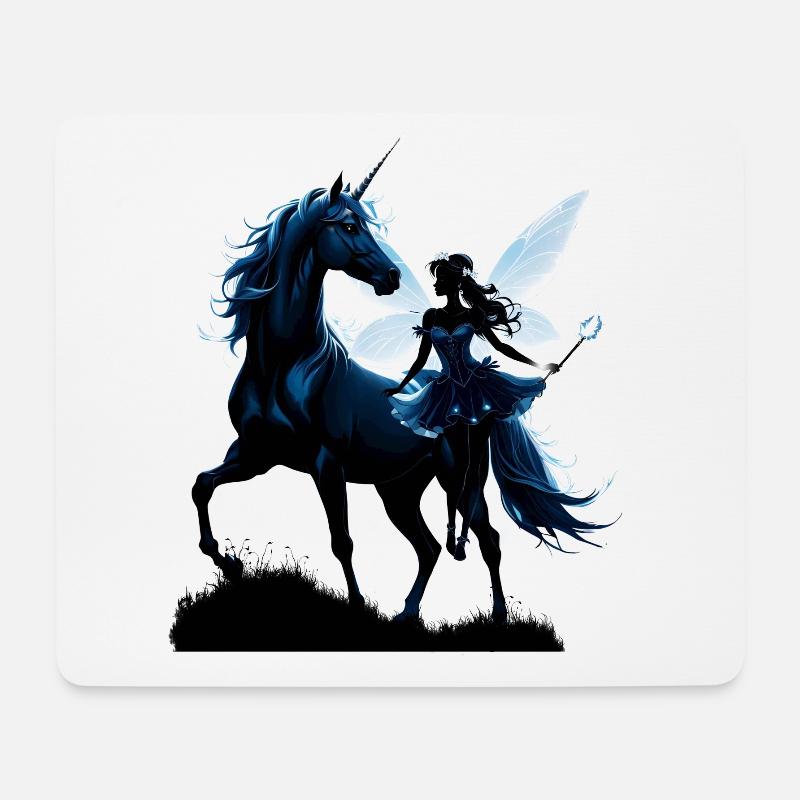 Die Fee und das Einhorn: Ein nächtliches Abenteuer. - Mousepad (Querformat) - Weiß