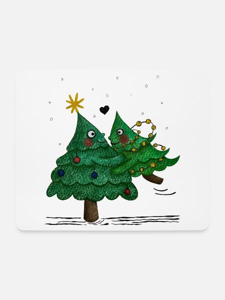 Niedliche Weihnachtsbäume - Mousepad (Querformat) - Weiß