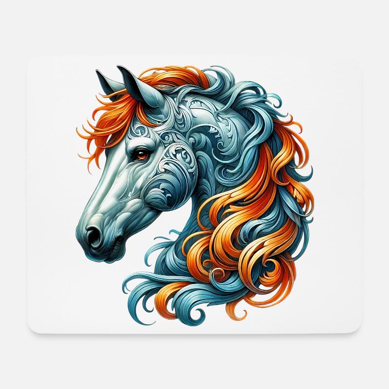 Cheval - Tapis de souris (format paysage) - blanc