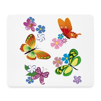 Fleurs, Fleurs, Papillon - Tapis de souris (format paysage) - blanc - Devant