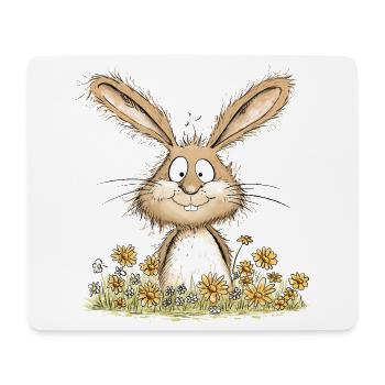Drolliger Hase I Osterhase Häschen - Mousepad (Querformat) - Weiß - Vorne