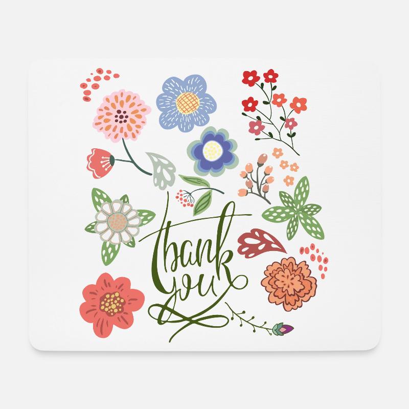 Thank You Sommerblumen - Mousepad (Querformat) - Weiß