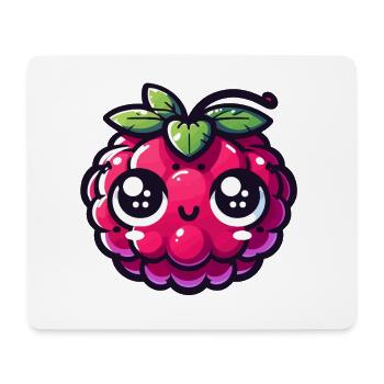 Himbeer-Kawaii-Augen erstaunt - Mousepad (Querformat) - Weiß - Vorne