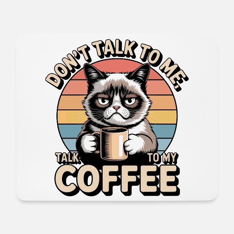 Café Moody Cat - Tapis de souris (format paysage) - blanc