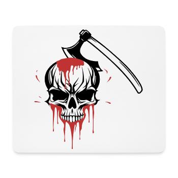 Crâne ensanglanté fendu par une hache - Tapis de souris (format paysage) - blanc - Devant