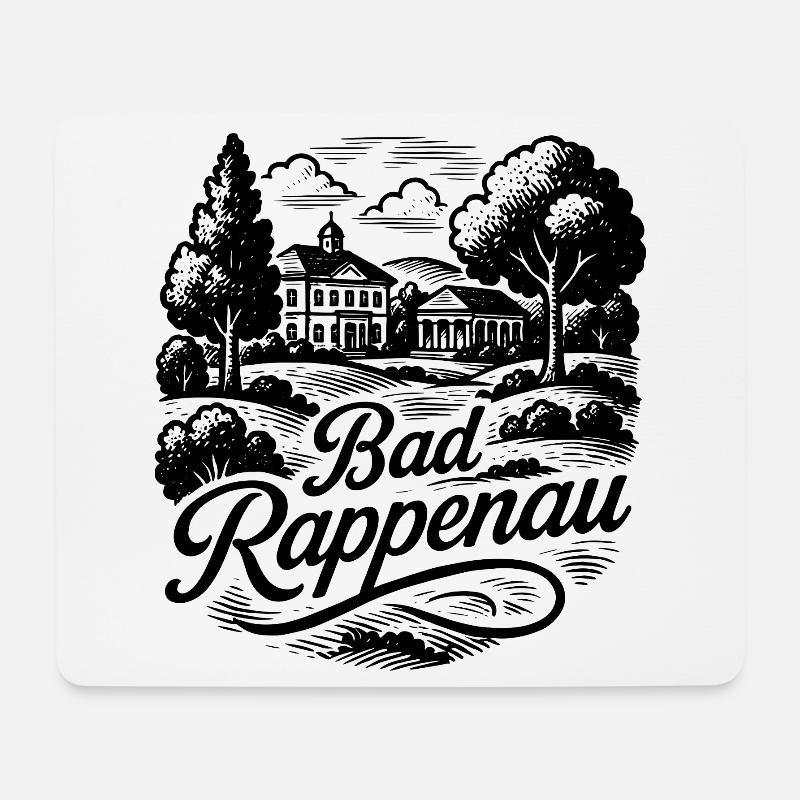 Bad Rappenau – Kurstadt Illustration Logo - Mousepad (Querformat) - Weiß