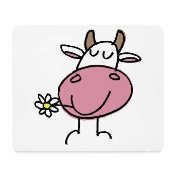 Merry Cow and Delicate Flower - Mouse Pad (horizontal) - white - Front