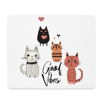 Verspielte Katzen - Mousepad (Querformat) - Weiß - Vorne