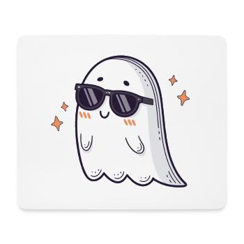 Retro ghost kawaii black glasses - Mouse Pad (horizontal) - white - Front