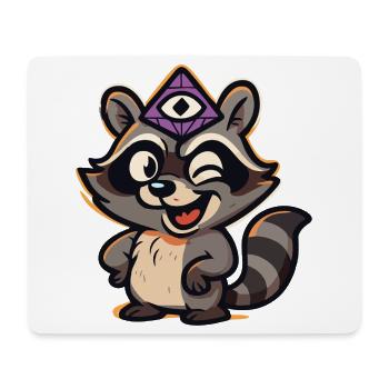 Happy little racoon - Mousepad (Querformat) - Weiß - Vorne