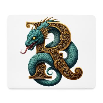 Drache um den Buchstaben R verziert - Mousepad (Querformat) - Weiß - Vorne