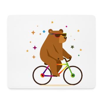 Cool Bear on Bike – Humor & Outdoor Style - Mouse Pad (horizontal) - white - Front