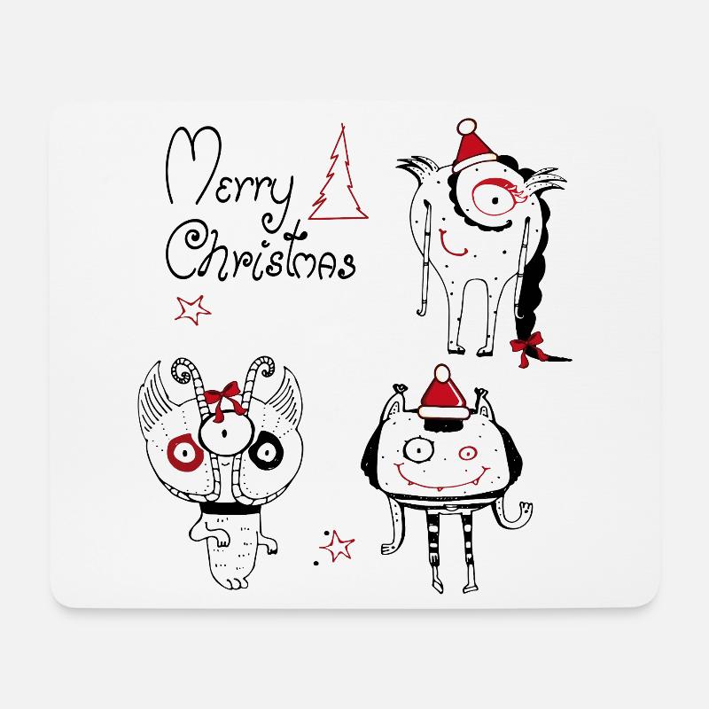 Weihnachtliche  Monster - Mousepad (Querformat) - Weiß