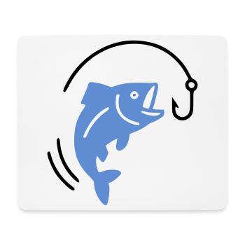 Pêche au poisson sur hameçon logo - Tapis de souris (format paysage) - blanc - Devant