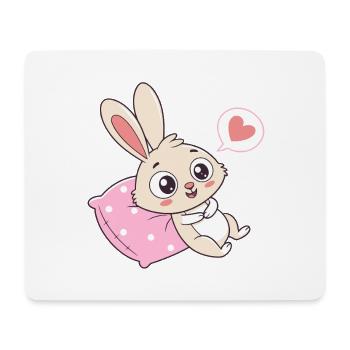 Pink Heart Bunny on Cozy Pillow - Mouse Pad (horizontal) - white - Front