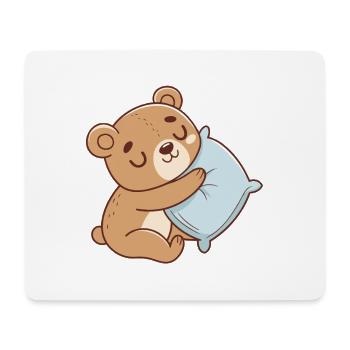 Cuddly Bear and Blue Pillow - Mouse Pad (horizontal) - white - Front