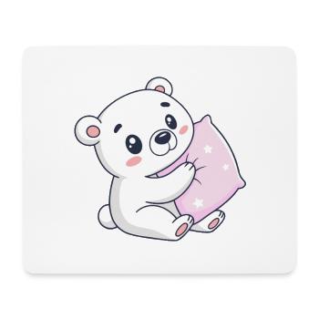 Cuddly White Bear on Starry Cushion - Mouse Pad (horizontal) - white - Front