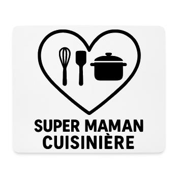 Super maman cuisinière – Cœur cuisine - Tapis de souris (format paysage) - blanc - Devant