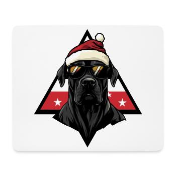 Chien de Noël avec des lunettes de soleil - Tapis de souris (format paysage) - blanc - Devant