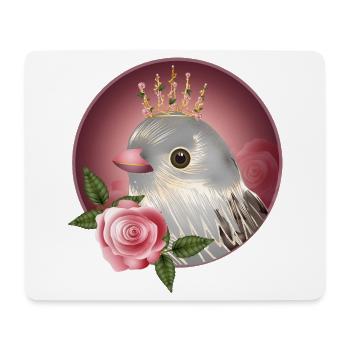 Oiseau délicat avec rose et fine corolle - Tapis de souris (format paysage) - blanc - Devant