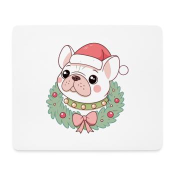 Bulldog-Weihnachtskranz - Mousepad (Querformat) - Weiß - Vorne