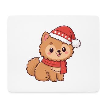 Welpen-Weihnachtshut-Schal - Mousepad (Querformat) - Weiß - Vorne