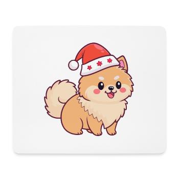 Pomeranian Dog Festive Weihnachtshut - Mousepad (Querformat) - Weiß - Vorne