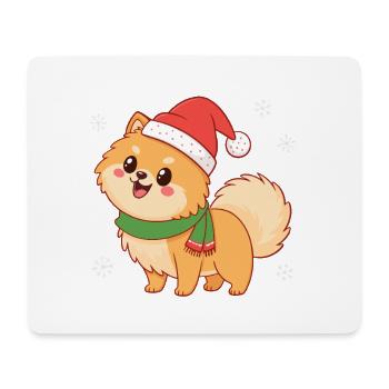 Weihnachtsfestlicher Welpe mit Schal - Mousepad (Querformat) - Weiß - Vorne