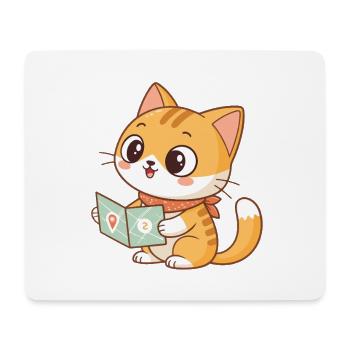 Cat Explorer and Map - Mouse Pad (horizontal) - white - Front