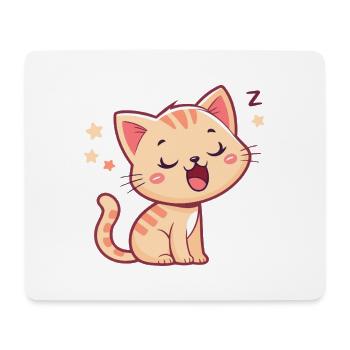 Sleeping Kitten and Pastel Stars - Mouse Pad (horizontal) - white - Front