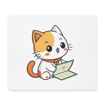 Chat kawaii avec calendrier - Tapis de souris (format paysage) - blanc - Devant