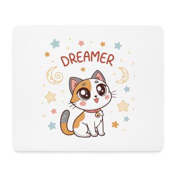 Chat rêveur pastel et étoiles - Tapis de souris (format paysage) - blanc - Devant