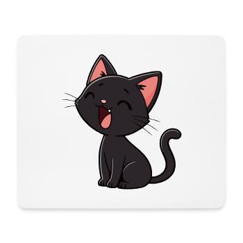 Minimal Laughing Black Kitten - Mouse Pad (horizontal) - white - Front