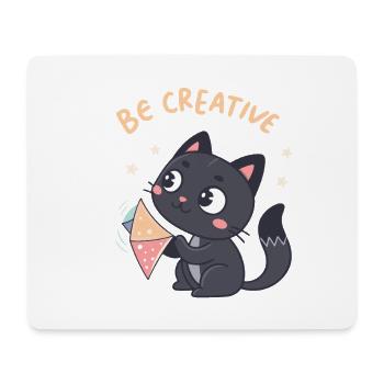 Kawaii-Katze und kreativer Drachen - Mousepad (Querformat) - Weiß - Vorne
