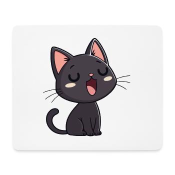 Chaton Noir Bâilleur Doux - Tapis de souris (format paysage) - blanc - Devant
