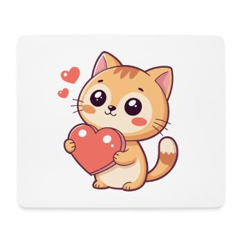 Cuddly kitten with a red heart - Mouse Pad (horizontal) - white - Front