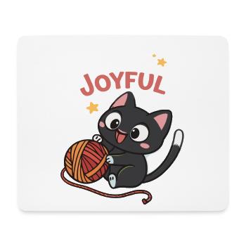 Chat Joyeux et Pelote Kawaii - Tapis de souris (format paysage) - blanc - Devant