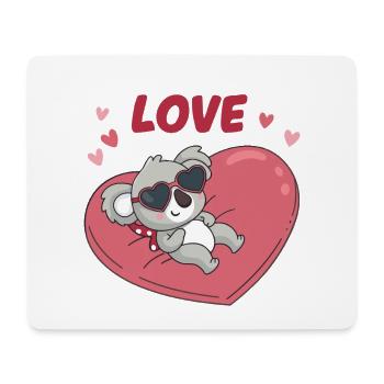 Koala Amoureux sur Cœur Doux - Tapis de souris (format paysage) - blanc - Devant