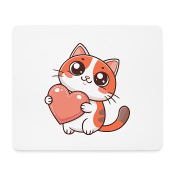 Pastel Heart Cuddly Cat - Mouse Pad (horizontal) - white - Front