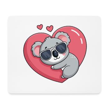 Koala-Ruhebrille mit rosa Herz - Mousepad (Querformat) - Weiß - Vorne