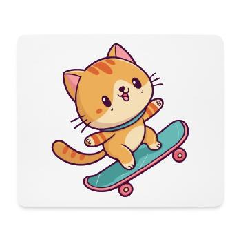 Colorful Skateboard Kitten - Mouse Pad (horizontal) - white - Front