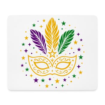 Carnival Mask with Feathers & Stars - Mouse Pad (horizontal) - white - Front