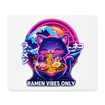 Ramen Katze Neon Cyber Gaming - Mousepad (Querformat) - Weiß - Vorne