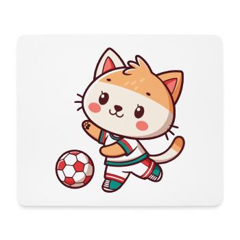 Chaton Joueur de Foot Adoré - Tapis de souris (format paysage) - blanc - Devant