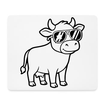 Cool Cow Sunglasses Casual Vector - Mouse Pad (horizontal) - white - Front