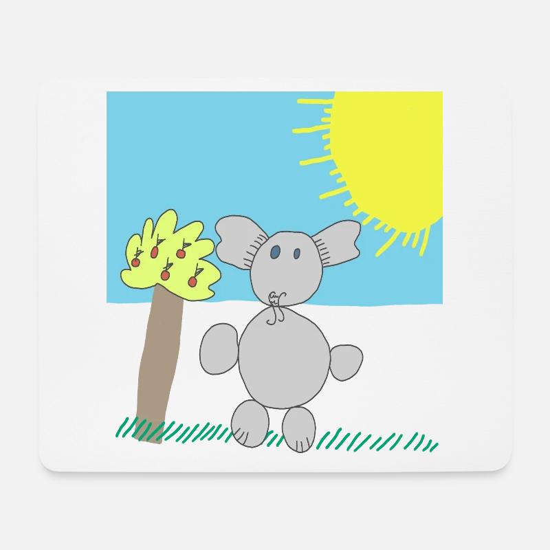 Verspielter Elefant unter einer hellen Sonne - Mousepad (Querformat) - Weiß