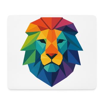 Farbenfroher Wild Poly Low Lion – Art Pop Farben - Mousepad (Querformat) - Weiß - Vorne
